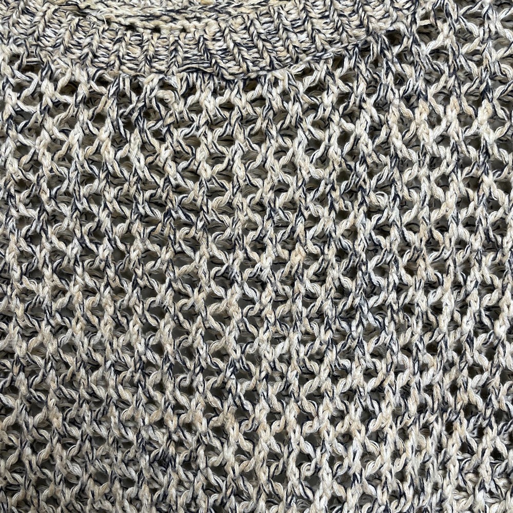 Open Knit Long Sleeve Layering Sweater Cream, White, Navy 100% Cotton - Picture 6 of 8